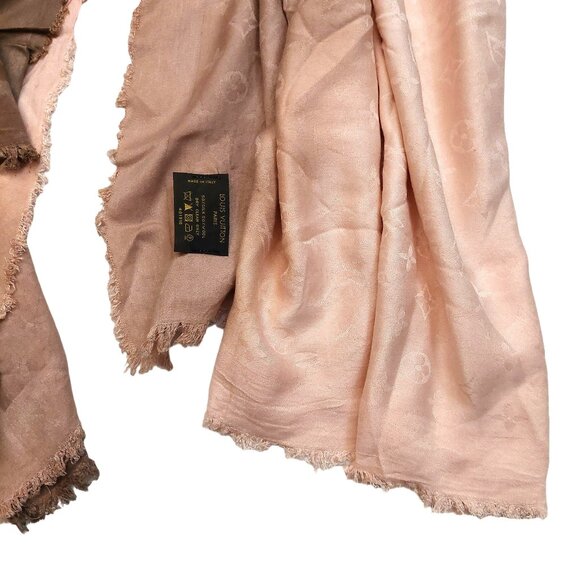 LOUIS VUITTON LV Vintage Pink & Brown Ombre Monogram Scarf Shawl Wrap - Picture 6 of 14